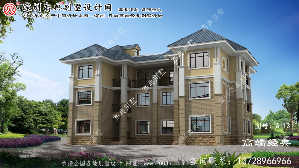 江苏省年轻人一定喜欢的法式三层双拼别墅住宅图