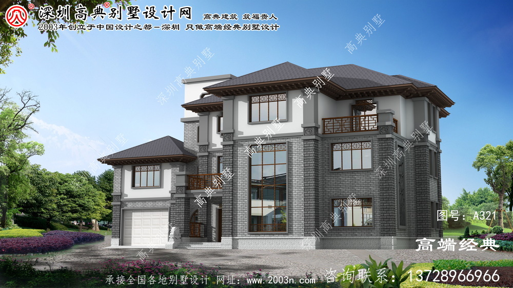 泰顺县设计简洁大方的三层中式别墅